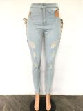 SC Denim Ripped Hole Hollow Out Jeans LA-3317