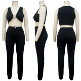 SC Casual Fashion Solid Slim Vest And Pants Two Piece Sets YF-10037