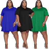 SC Plus Size Solid Split Top And Shorts 2 Piece Sets JRF-3696