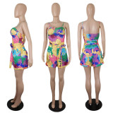 SC Sexy Printed Cami Top+Sashes Shorts 2 Piece Sets YIY-9014