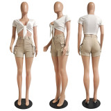 SC Fashion Short Sleeve Cropped Top Cargo Shorts 2 Piece Set GCNF-0201