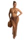 SC Solid Color Halter Side Slit Sling Beach Dress OSM-4363