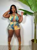 SC Plus Size Printed Two Piece Shorts Sets ZDF-31215
