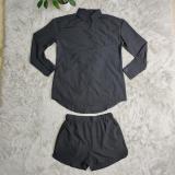 SC Solid Long Sleeve Shirt And Shorts 2 Piece Sets CY-7130