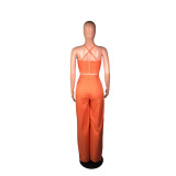 SC Sexy Crop Tops And Wide Leg Pants Two Piece Set BS-1079