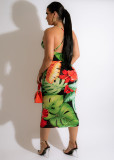 SC Floral Print Cross Strap Midi Dress YD-8630