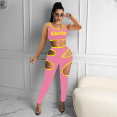 SC Sexy Tank Top Hole Pants Two Piece Sets WXIN-220