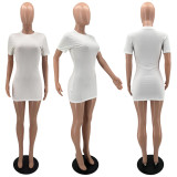 SC Solid Short Sleeve Slim Mini Dress YIM-262