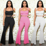 SC Solid Cami Top Flared Pants 2 Piece Sets MA-Y509