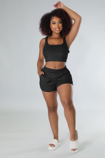 SC Solid Tank Top And Shorts Two Piece Sets RM-6349