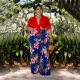 SC Plus Size Crop Top+Printed Pants 2 Piece Sets NNWF-7579