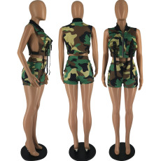 SC Camo Print Sleeveless Two Piece Shorts Sets FOSF-8305