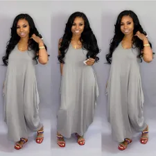 SC Solid Sleeveless Loose Maxi Dress SFY-028