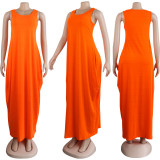 SC Solid Sleeveless Loose Maxi Dress SFY-028