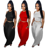 SC Solid Backless Cami Top Harem Pants 2 Piece Sets TE-4450