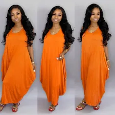 SC Casual Sleeveless Solid Color Loose Maxi Dress BMF-MM028