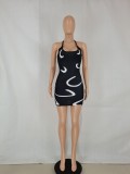 SC Sexy Printed Halter Slim Mini Dress FENF-241