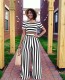 SC Striped Crop Top Wide Leg Pants 2 Piece Sets QZYD-1147