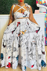 SC Sexy Printed Sleeveless Sling Big Swing Maxi Dress MK-3099