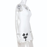 SC Crucifix Sleeveless Slim Mini Dress GBTF-8425DN
