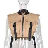 SC Trendy Sleeveless Zipper Buckle Top GBTF-8156DF