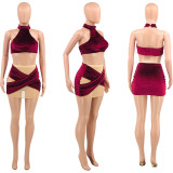 SC Sexy Halter Top Mini Skirt Two Piece Sets OY-6368