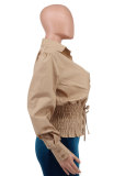 SC Solid Long Sleeve Slim-Waist Shirt Top XHXF-921