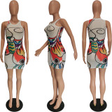 SC Sexy Mesh Printed Sleeveless Mini Dress BGN-259