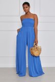 SC Solid Strapless High Waist Wide Leg Jumpsuit XHXF-8582