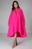 SC Plus Size Solid Long Sleeve Irregular Loose Shirt Dress XHXF-900