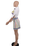SC Casual Printed Shirt Mini Skirt Two Piece Sets XHXF-8622