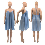 SC Casual Solid Chiffon Backless Dress JCF-JC7061