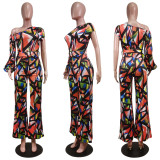 SC Sexy Printed One Shoulder Jumpsuit WY-6897