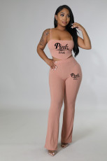SC Pink Letter Cami Top And Pants Two Piece Sets ANNF-6116