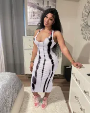 SC Plus Size Tie Dye Print Sleeveless Midi Dress CL-6136