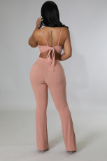 SC Pink Letter Cami Top And Pants Two Piece Sets ANNF-6116