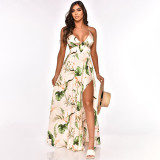 SC Plus Size Floral Print High Split Maxi Dress OSIF-22373