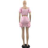 SC Sexy Ruffled Crop Top Mini Skirt 2 Piece Sets PQF-8112