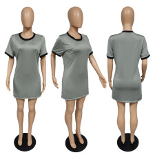 SC Plus Size Casual Short Sleeve Mini Dress JGEF-073
