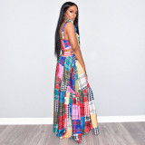 SC Colorful Plaid Print Cami Maxi Skirt 2 Piece Sets ONY-7014