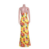SC Plus Size Floral Print Sling Maxi Dress JZHF-8115