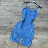 SC Solid Knitted Sleeveless Sling Tight Romper CH-8227