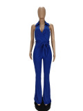 SC Solid Backless Sashes Jumpsuit NM-8518