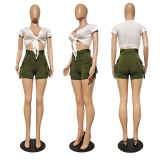 SC Fashion Short Sleeve Cropped Top Cargo Shorts 2 Piece Set GCNF-0201