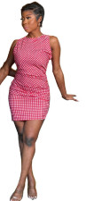 SC Plaid Print Sleeveless Slim Mini Dress GWPF-8017