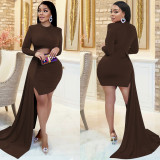 SC Solid Long Sleeve Bodycon Mini Dress BY-5876