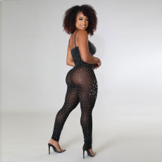 SC Plus Size Hot Drilling Night Club Jumpsuit NY-2523