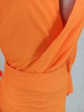 SC Solid Long Sleeve V Neck Shirt Dress QZYD-1148