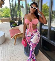 SC Sexy Wrap Chest Printed Pants Two Piece Sets ZNF-9152