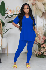 SC Solid V Neck T Shirt And Pants 2 Piece Sets BS-1316